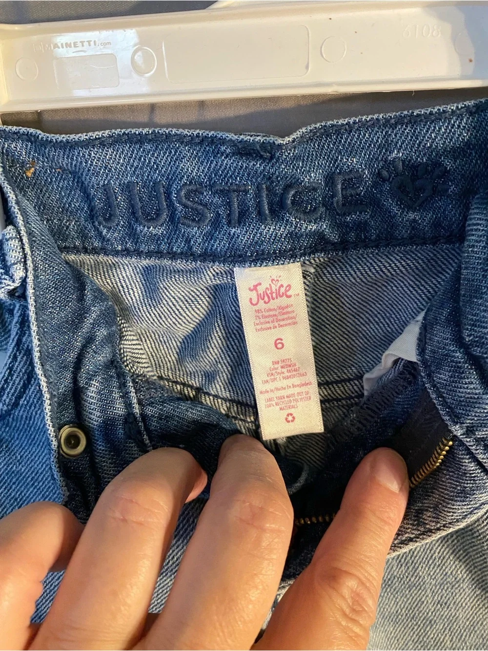 Justice Light Denim Jeans with Daisy Stitch Appliqués